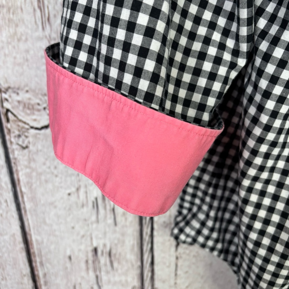 Lauren Ralph Lauren Plus Size 2X Black White Gingham Check Button Down Shirt Top - Picture 2 of 13